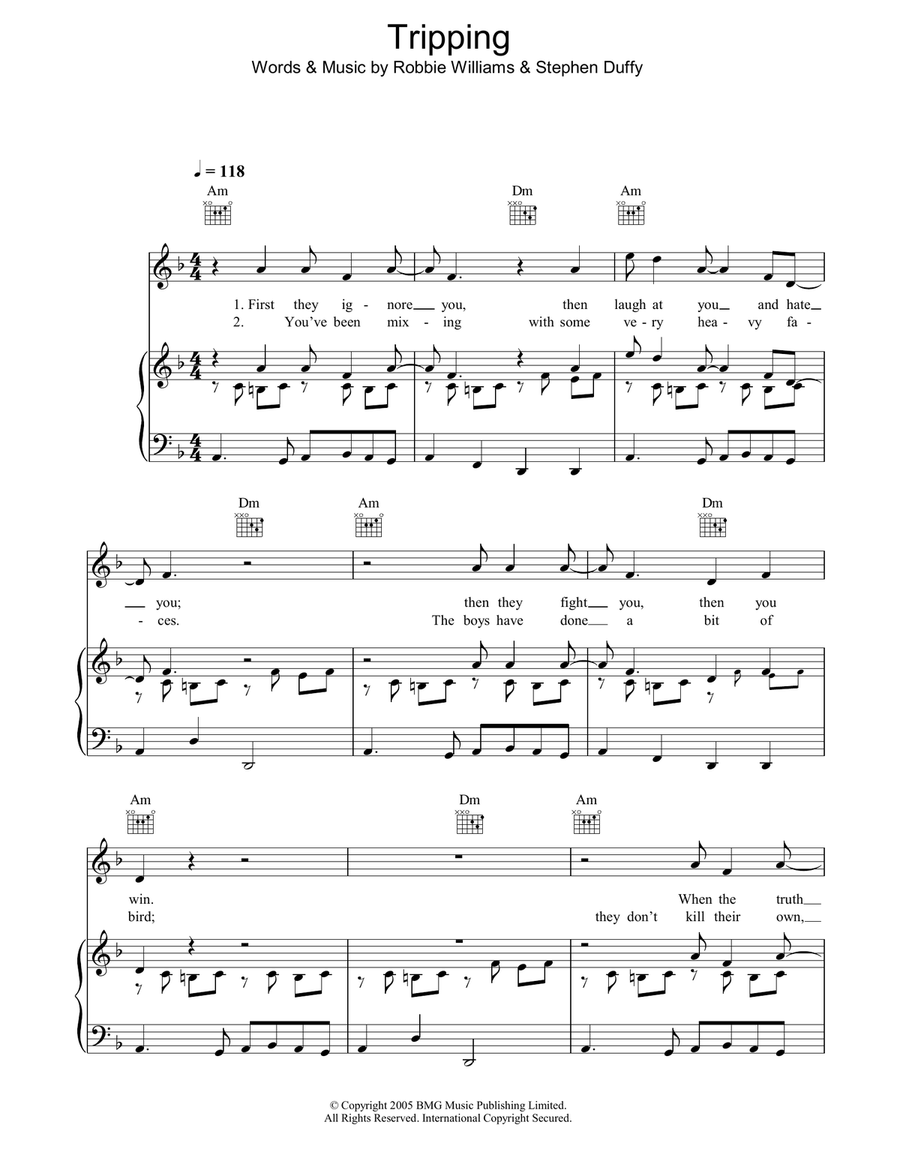 Tripping Piano, Vocal, Guitar scores gallery preview page 1