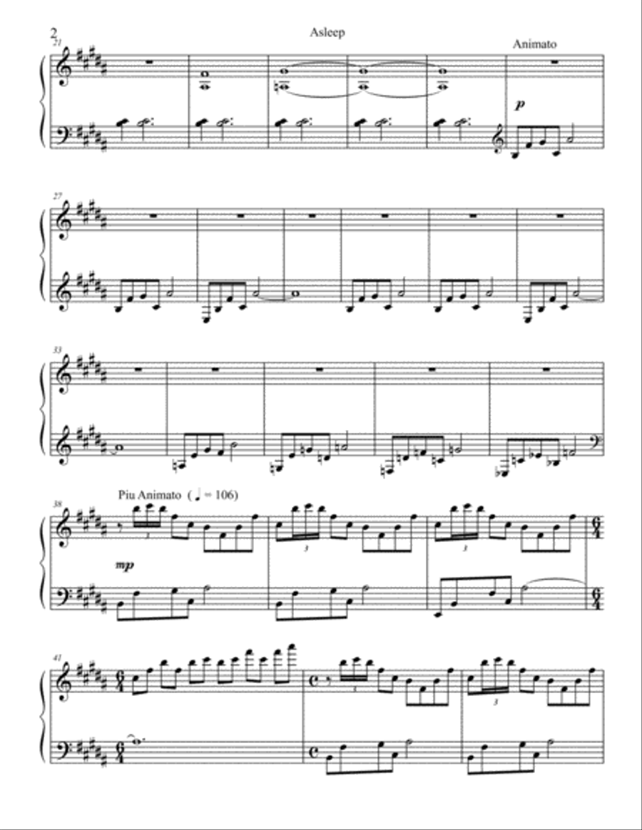 Asleep Asleep Piano Solo scores gallery preview page 2