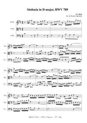Sinfonia in D major, BWV 789, arr. for String Trio. With Parts