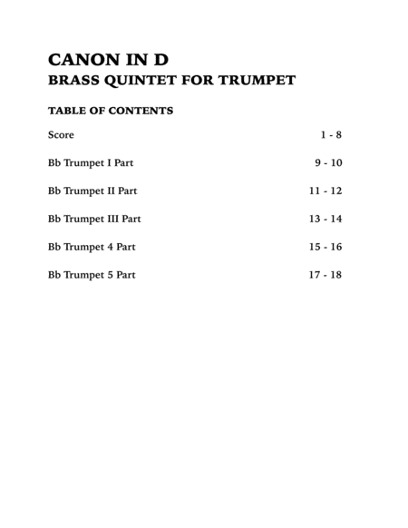 Canon in D (Trumpet Quintet) image number null