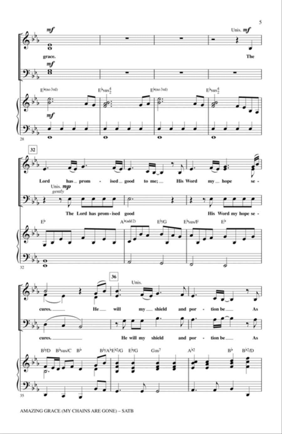 Amazing Grace (My Chains Are Gone) 4-Part scores gallery preview page 4