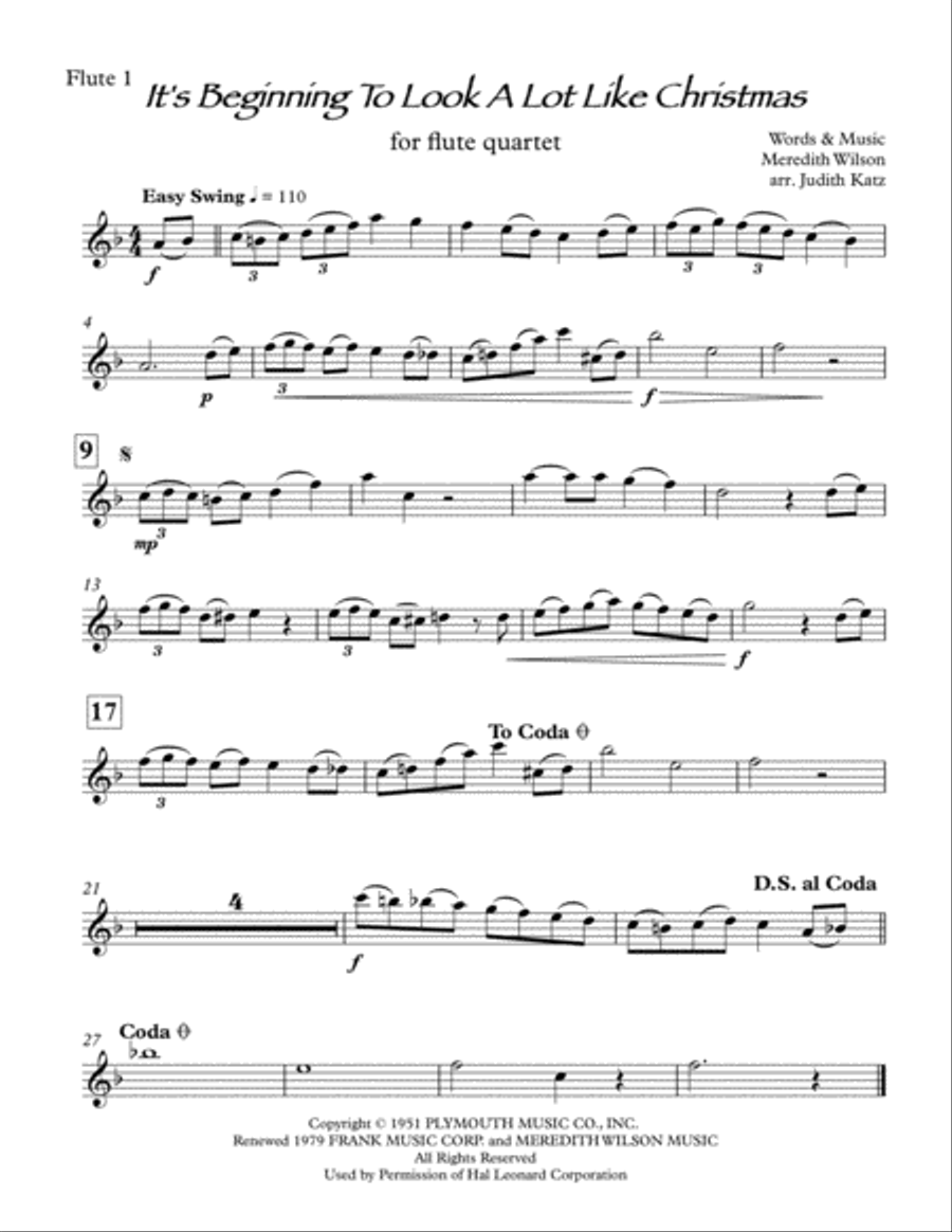 It's Beginning To Look Like Christmas Flute Quartet scores gallery preview page 2