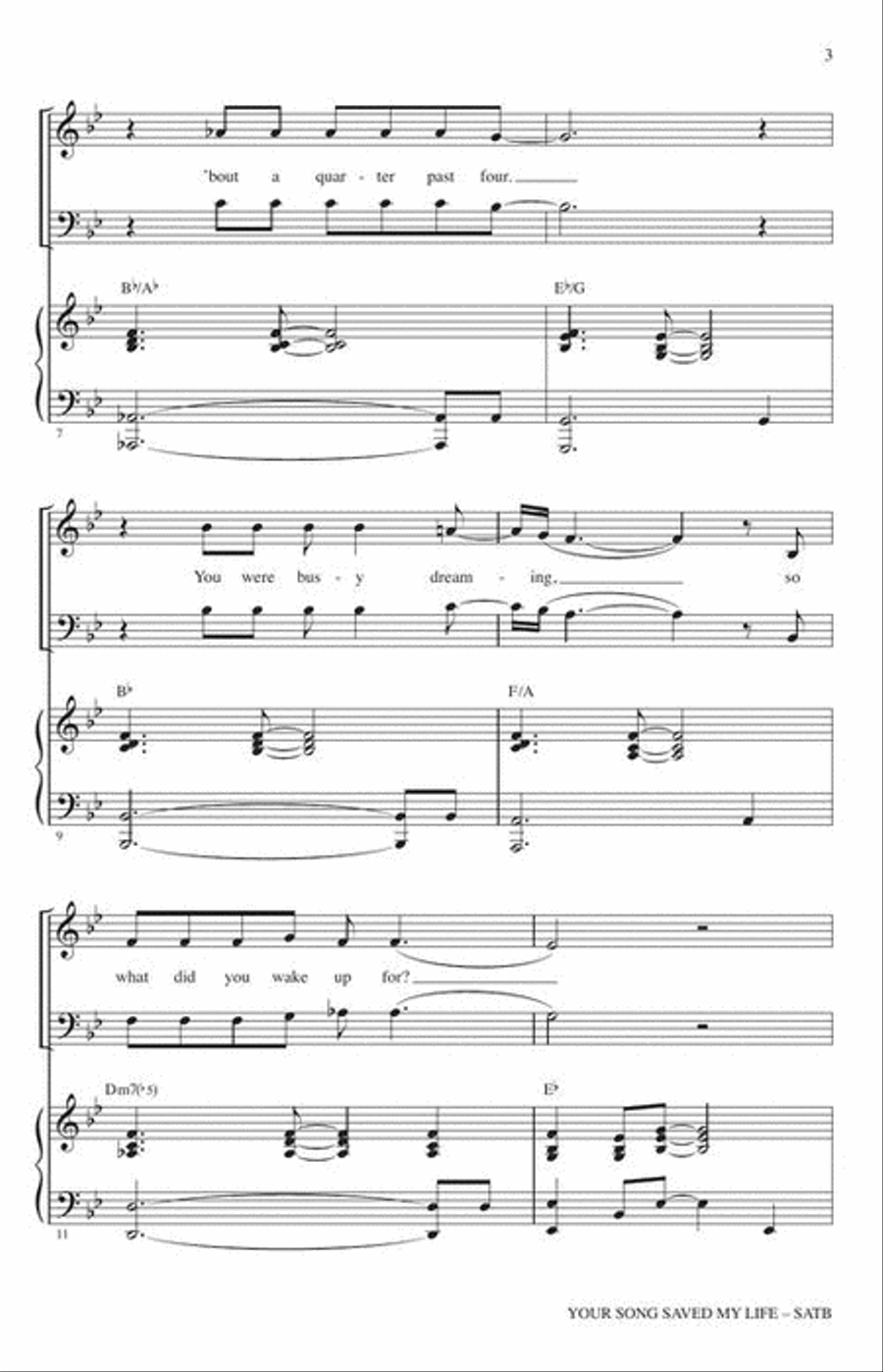Your Song Saved My Life 4-Part scores gallery preview page 4