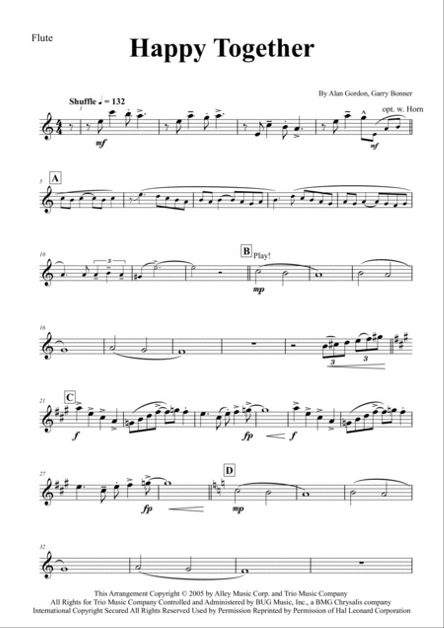 Happy Together Woodwind Quintet scores gallery preview page 5