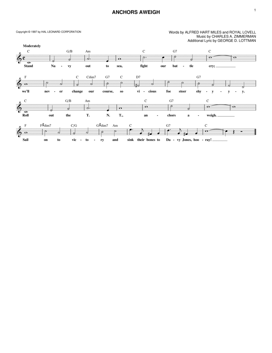 Anchors Aweigh Anchors Aweigh Guitar scores gallery preview page 1