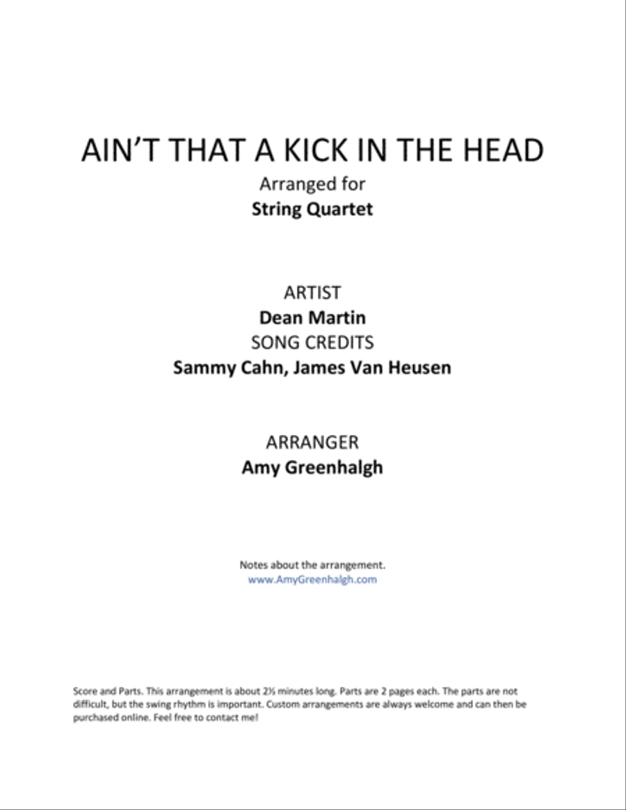 Ain't That A Kick In The Head String Quartet scores gallery preview page 2