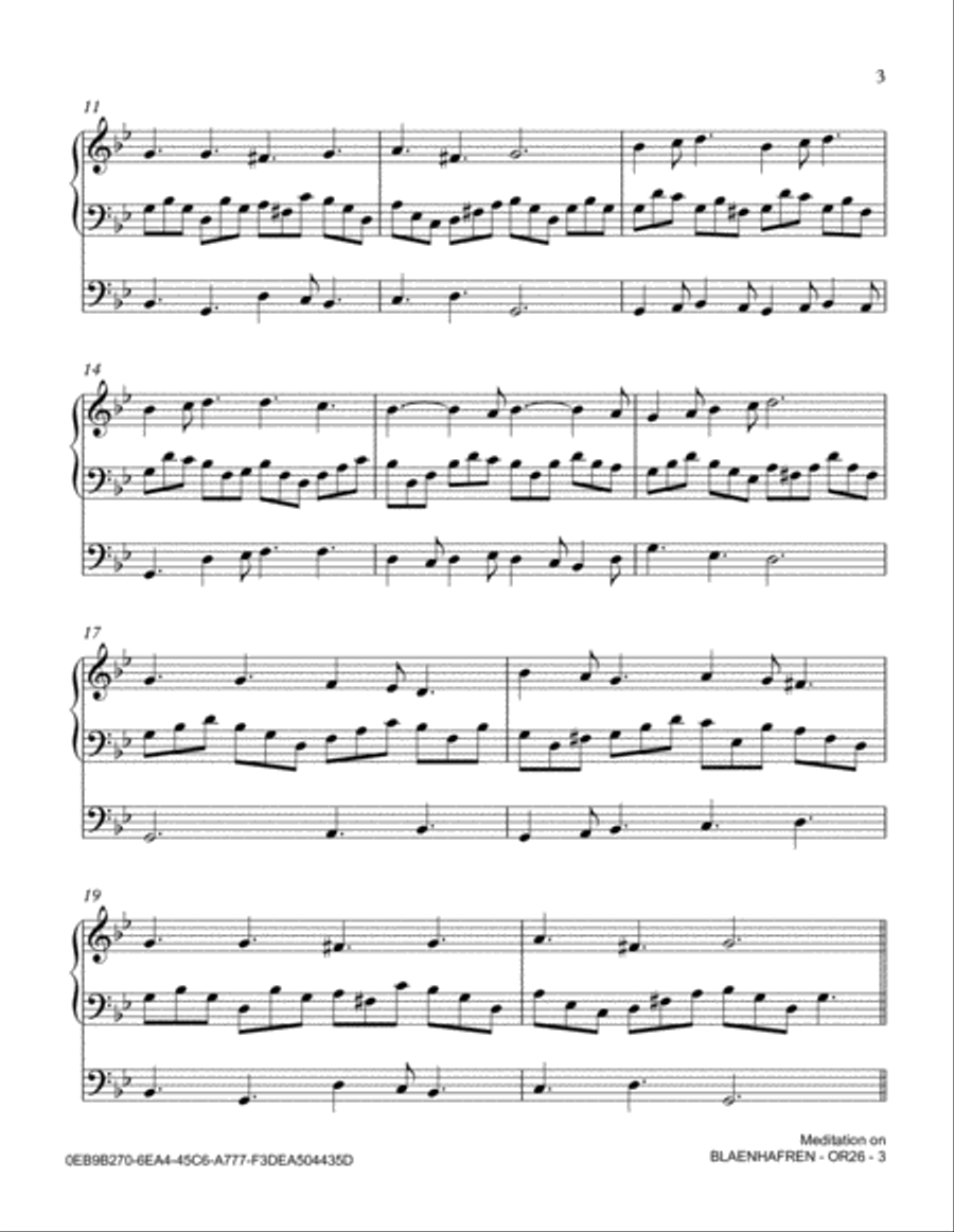 Meditation on BLAENHAFREN Organ Solo scores gallery preview page 3