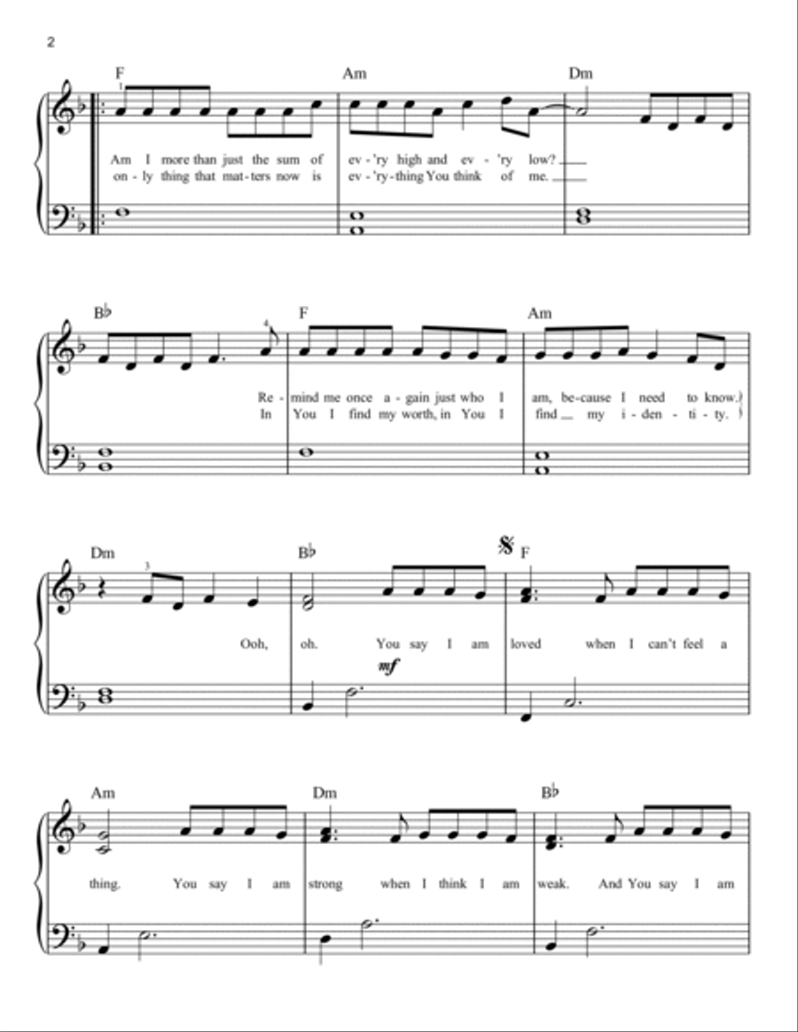 You Say Easy Piano scores gallery preview page 2