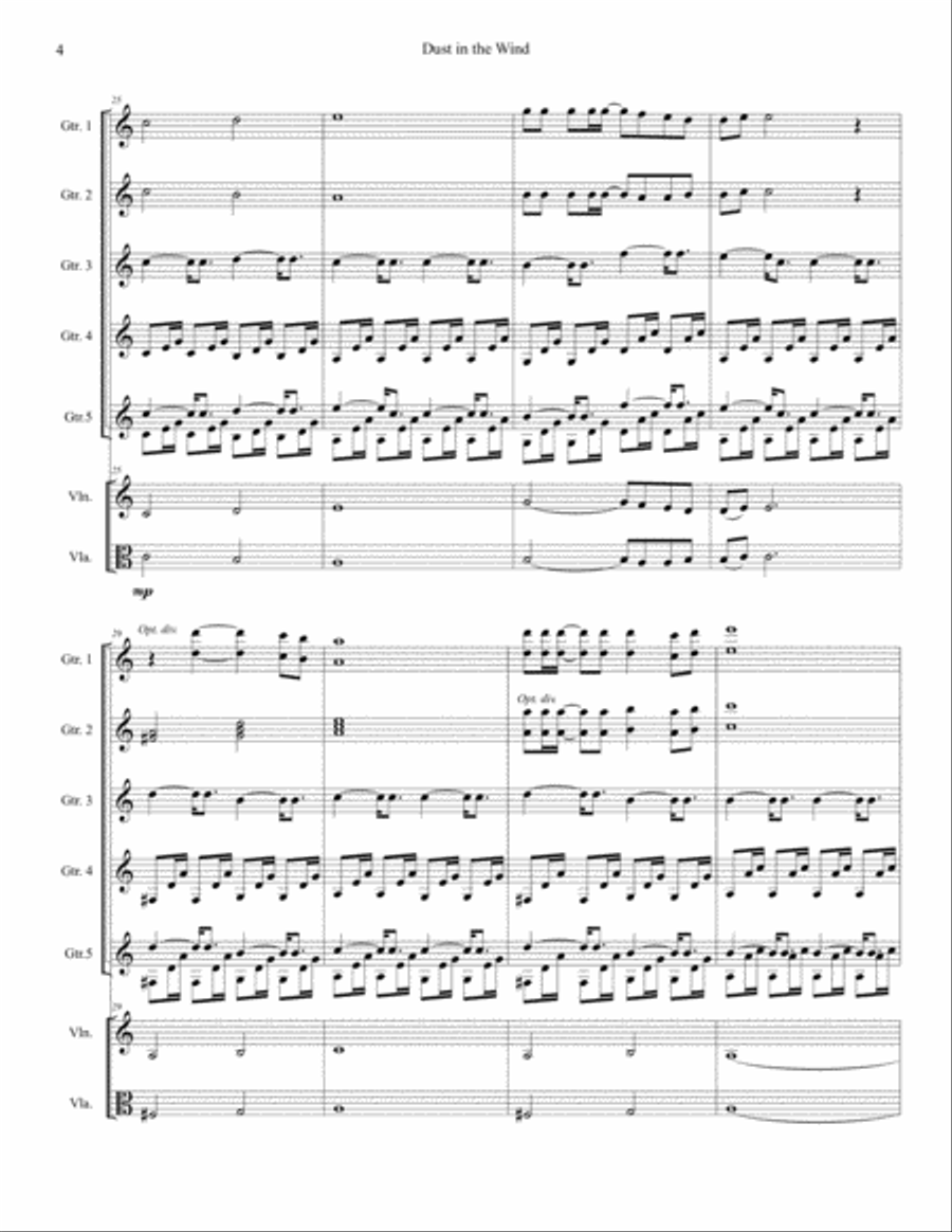 Dust In The Wind Guitar Ensemble scores gallery preview page 5