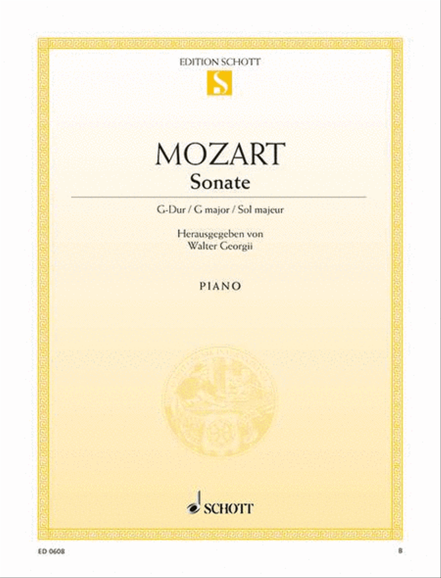 Sonata G major, K. 283 Sonata G major, K. 283 Piano Solo scores gallery preview page 1