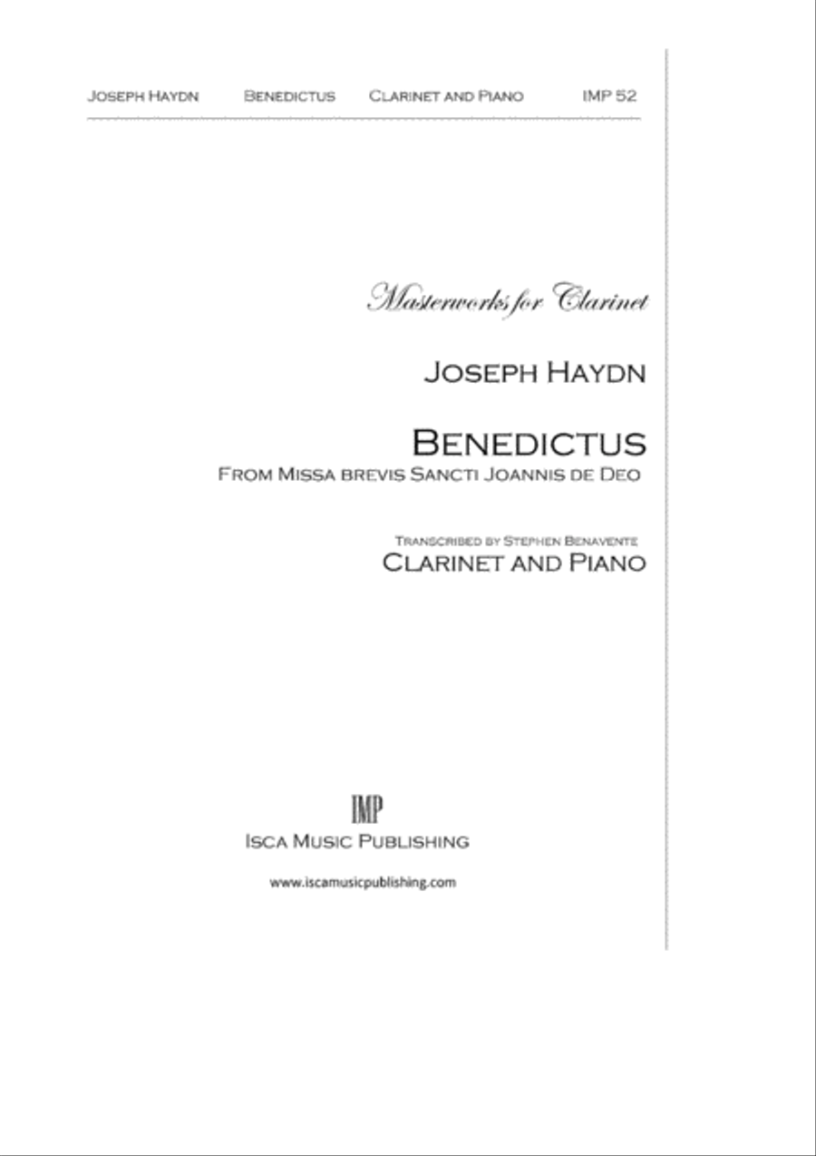 'Benedictus' 'Benedictus' Clarinet Solo scores gallery preview page 1