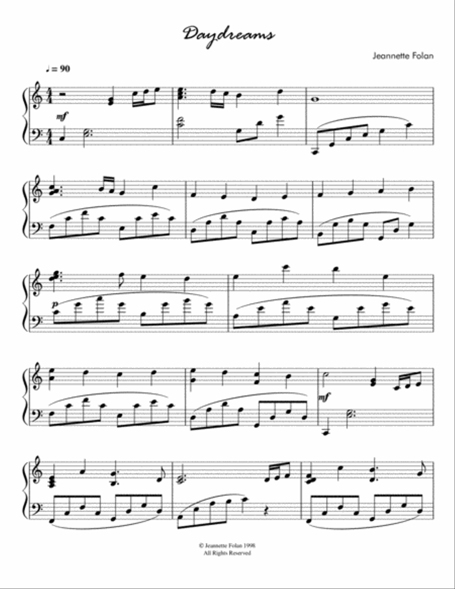Daydreams Piano Solo scores gallery preview page 1