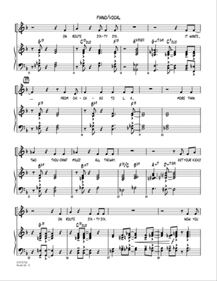 Route 66 (Key: F) - Piano/Vocal Voice scores gallery preview page 2