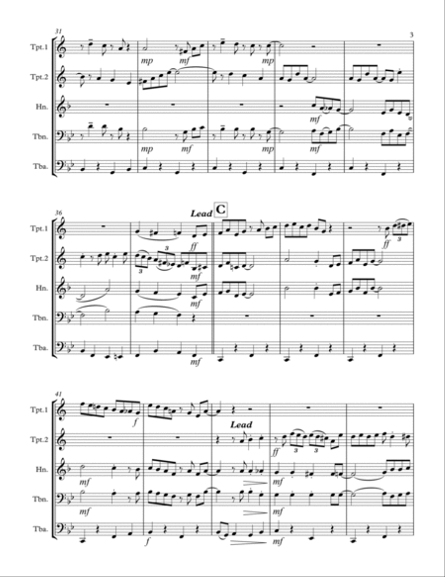 Peg O My Heart (for Brass Quintet) Brass Quintet scores gallery preview page 4