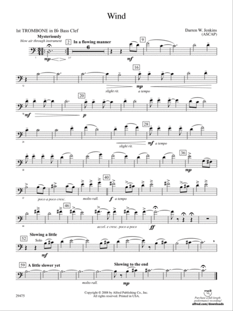 Wind: (World Part) 1st B-flat Trombone B.C. Concert Band scores gallery preview page 1