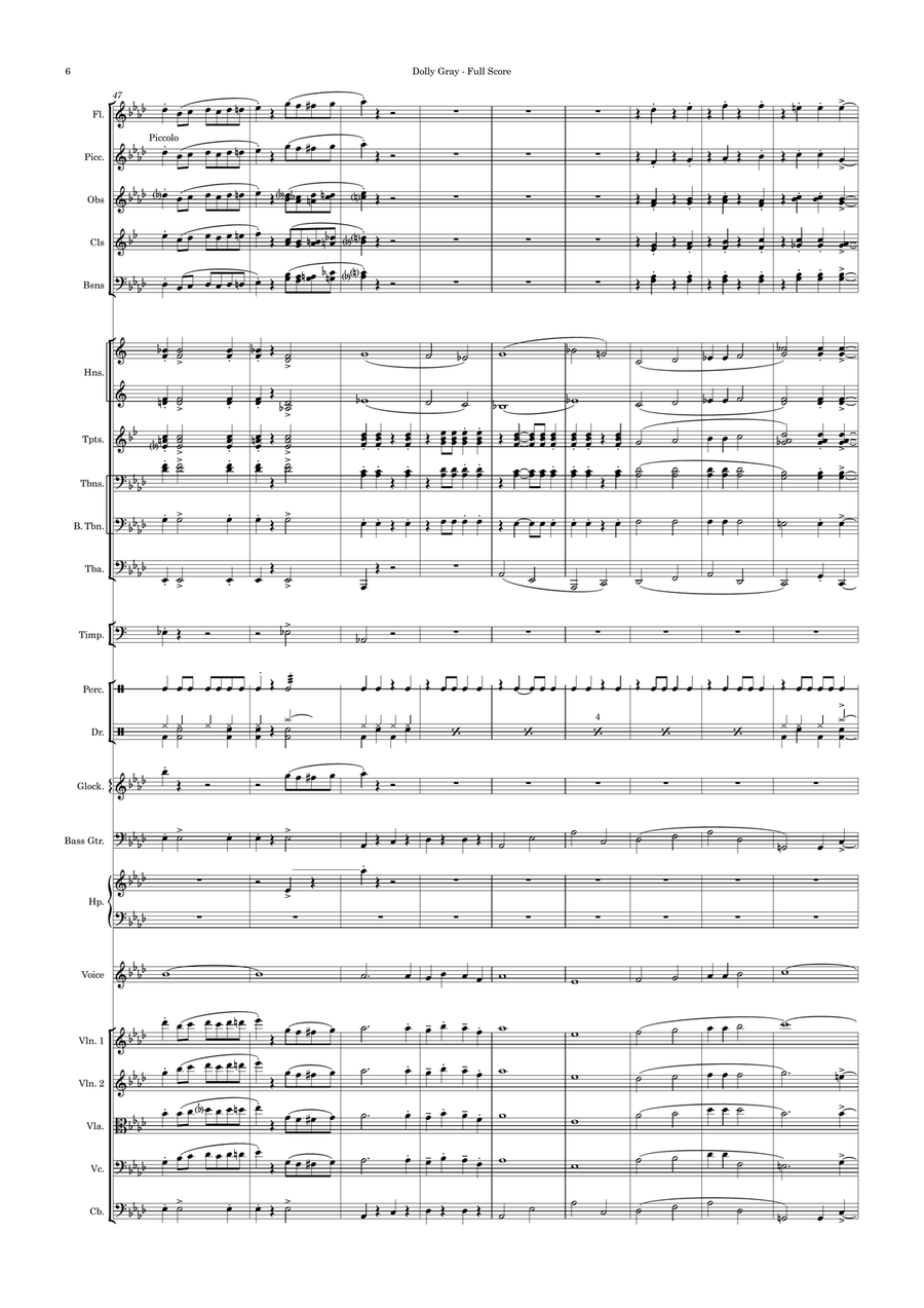 Dolly Gray - Collingwood AFL club song. Vocal and Orchestra Large Ensemble scores gallery preview page 6