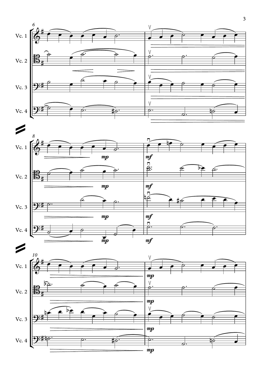 Pieds-en-l'air (Movement 5 from Capriol Suite) [Cello Quartet] Chamber Orchestra scores gallery preview page 3