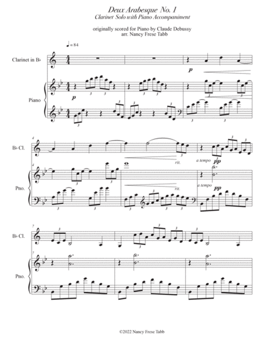 Deux Arabesque No. ! arranged as a Bb Clarinet Solo with Piano Accompaniment image number null