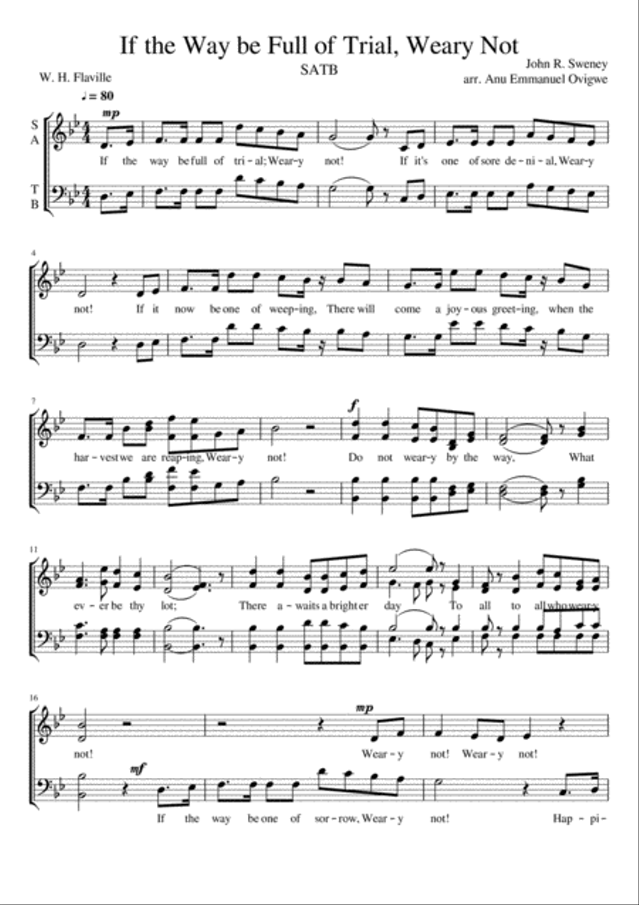 IF THE WAY BE FULL OF TRIAL WEARY NOT 4-Part scores gallery preview page 1