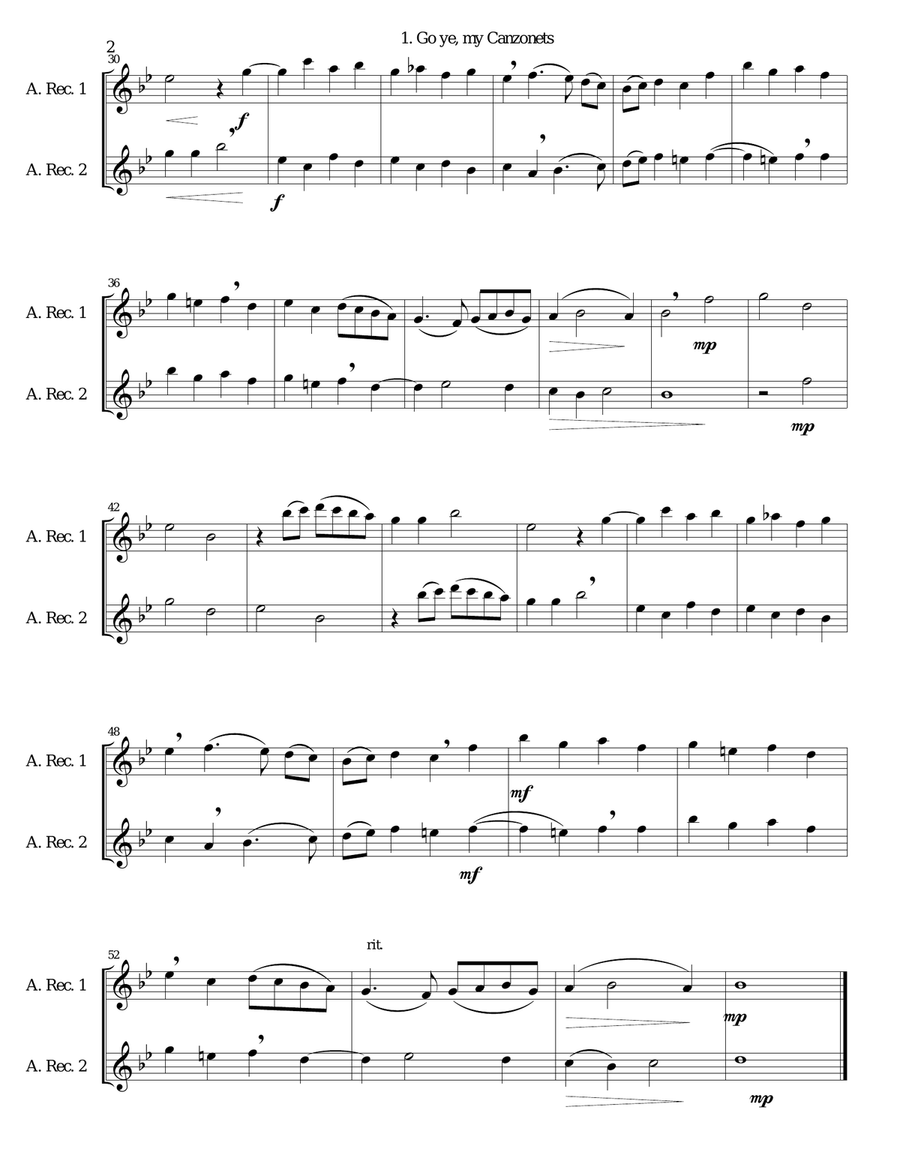 12 easy Canzonets for alto recorder duo image number null