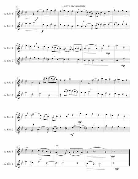 12 easy Canzonets for alto recorder duo image number null