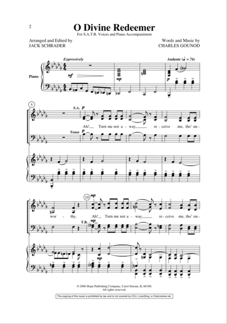 O Divine Redeemer O Divine Redeemer 4-Part scores gallery preview page 2