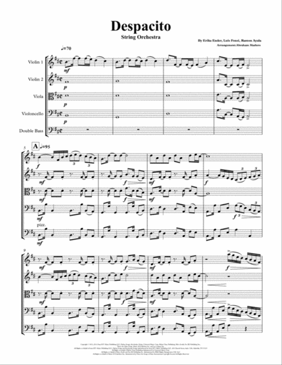 Despacito String Quintet scores gallery preview page 2