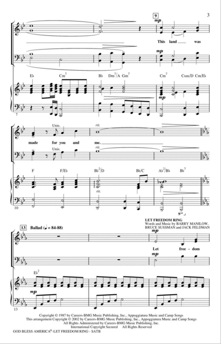 God Bless America (Let Freedom Ring) (Medley) 4-Part scores gallery preview page 2