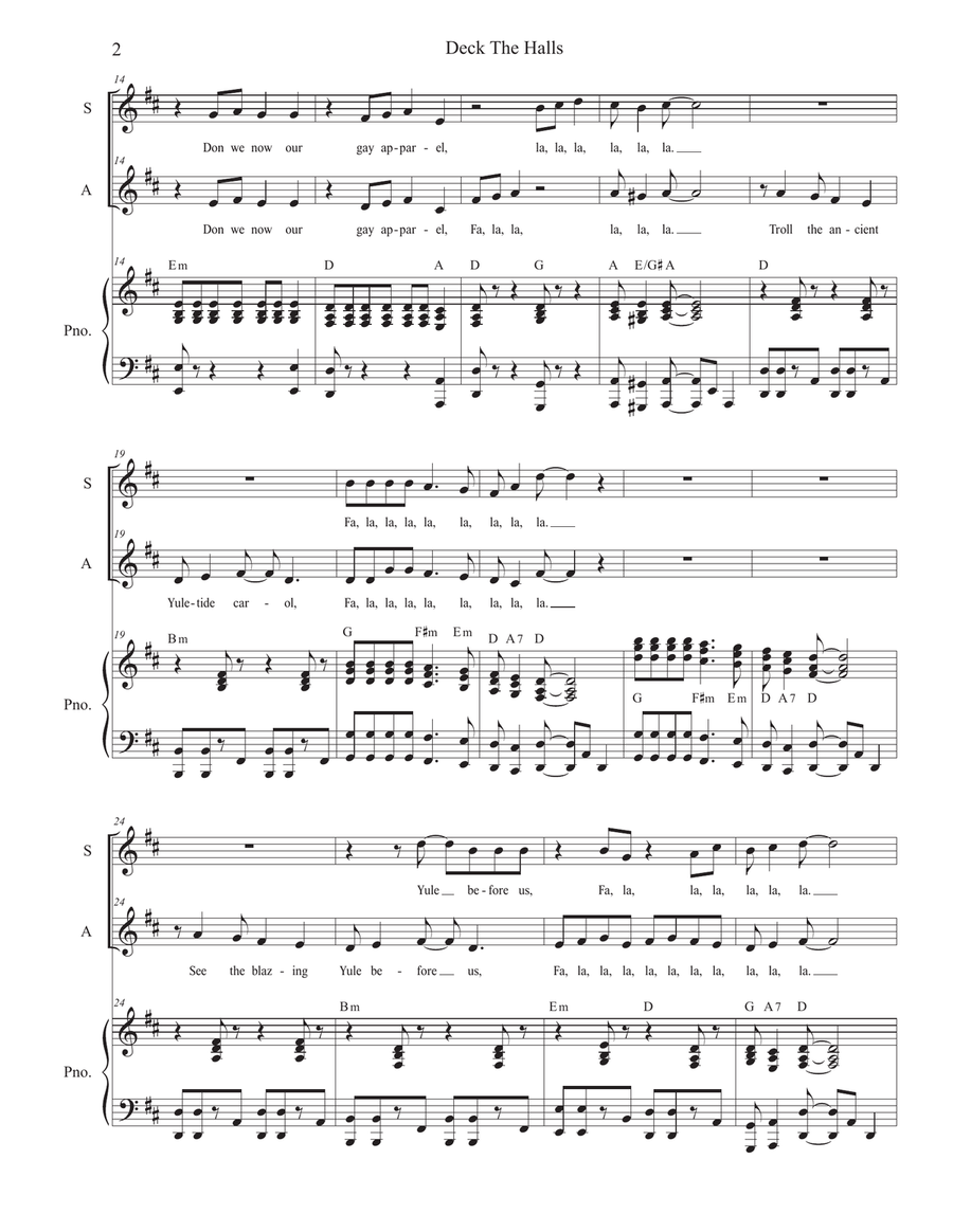 Deck The Halls (Duet for Soprano and Alto solo) Alto Voice scores gallery preview page 2