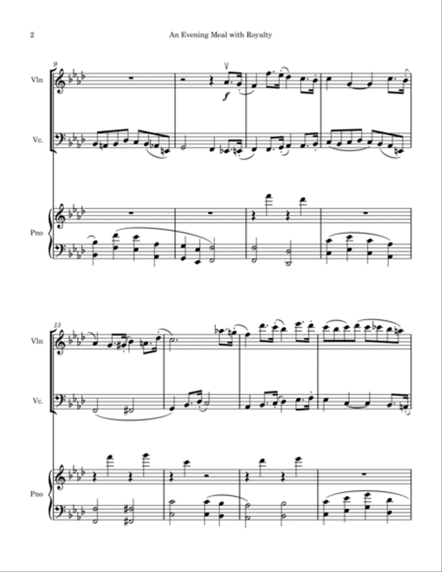An Evening Meal with Royalty - 1st Movement Piano Trio scores gallery preview page 2