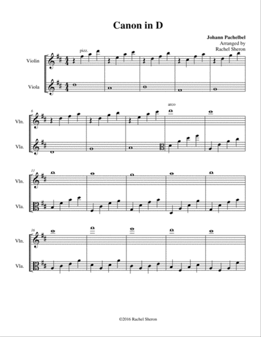 Pachelbel Cannon in D Pachelbel Cannon in D String Duet scores gallery preview page 1