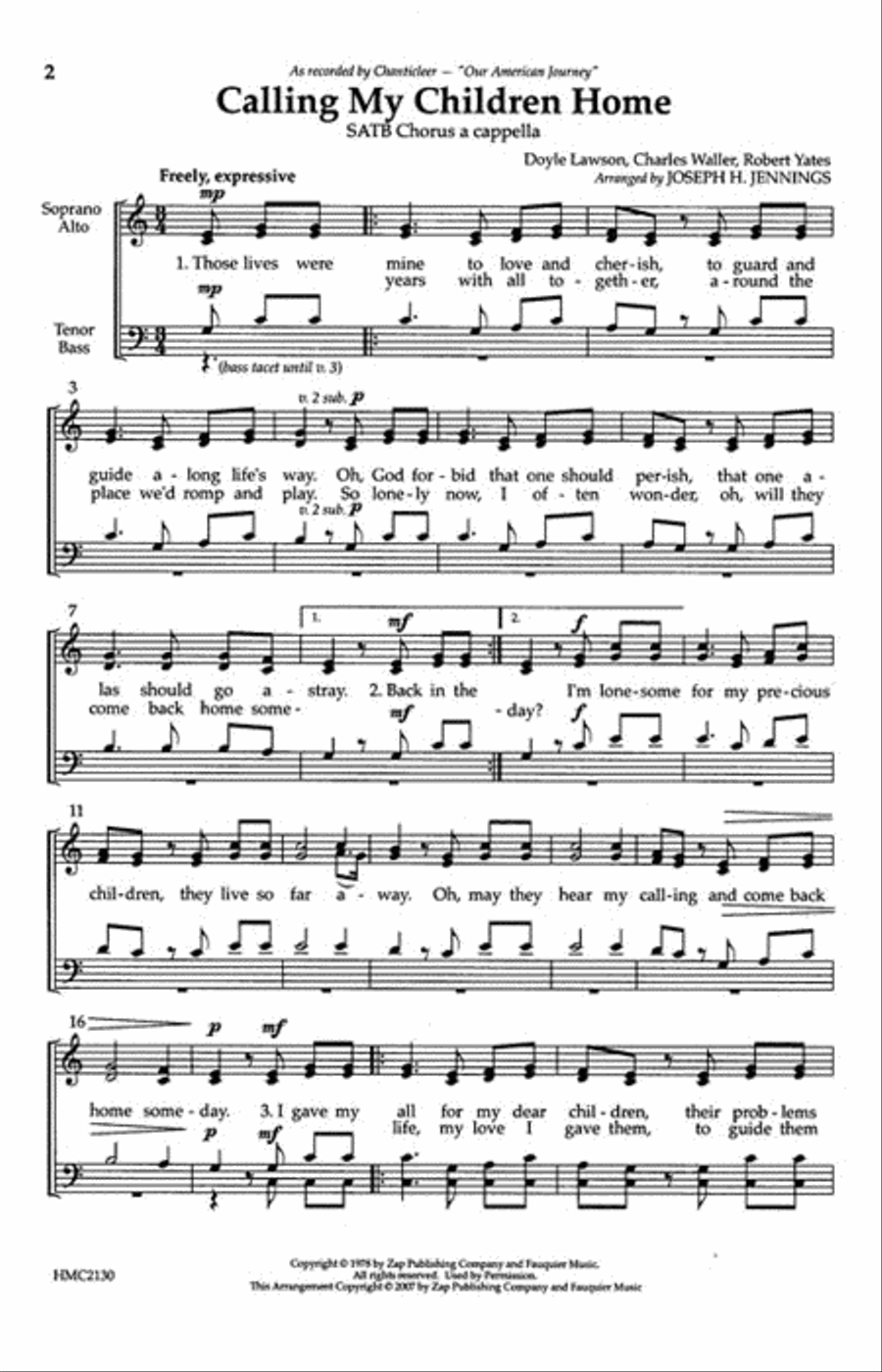 Calling My Children Home 4-Part scores gallery preview page 2