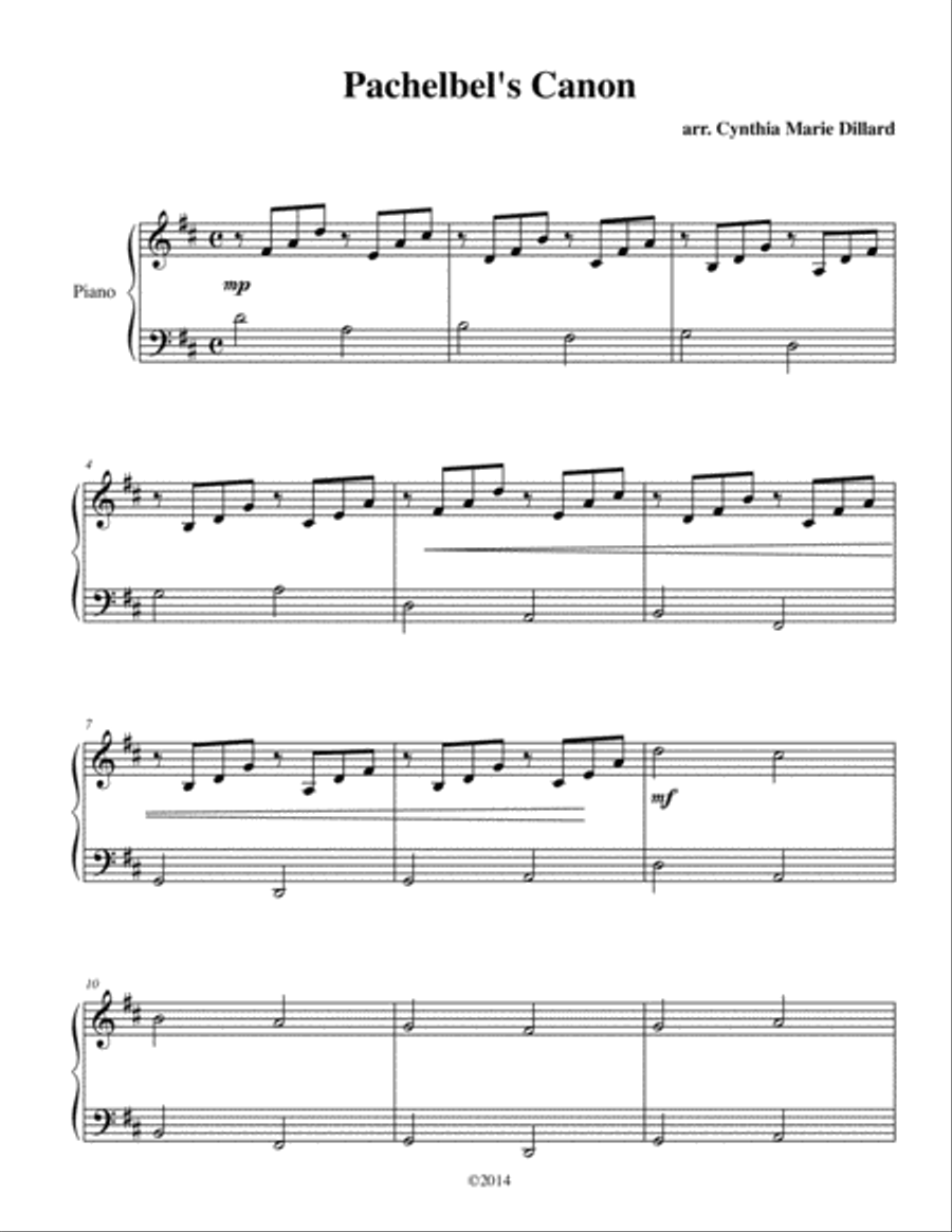 Pachelbel's Canon in D Piano Solo scores gallery preview page 2
