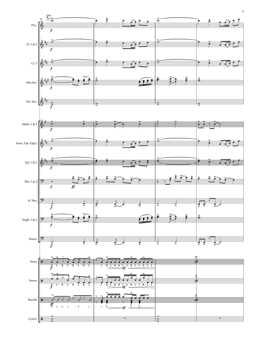 Up On The Green Hill From Sonic The Hedgehog Green Hill Zone Marching Band scores gallery preview page 5