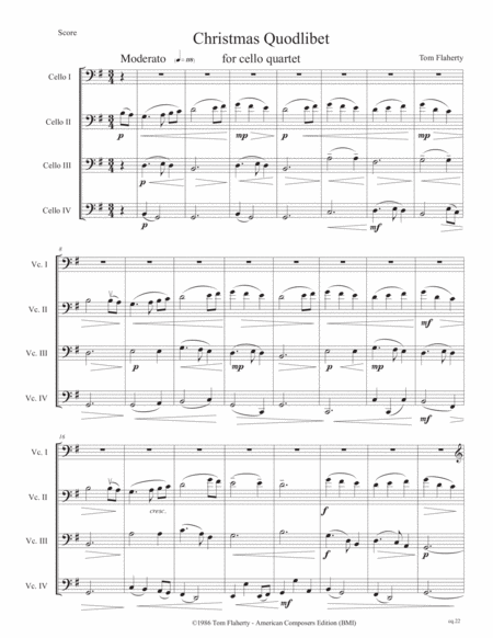 [Flaherty] Christmas Quodlibet (Four Cellos)