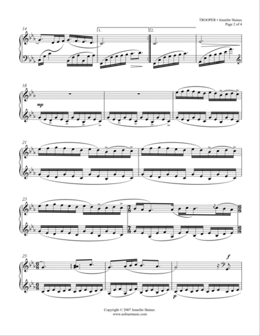 Trooper Piano Solo scores gallery preview page 2