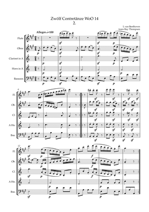 Beethoven: Zwölf Contretänzes (Twelve Countredances) WoO 14 No.2 - wind quintet