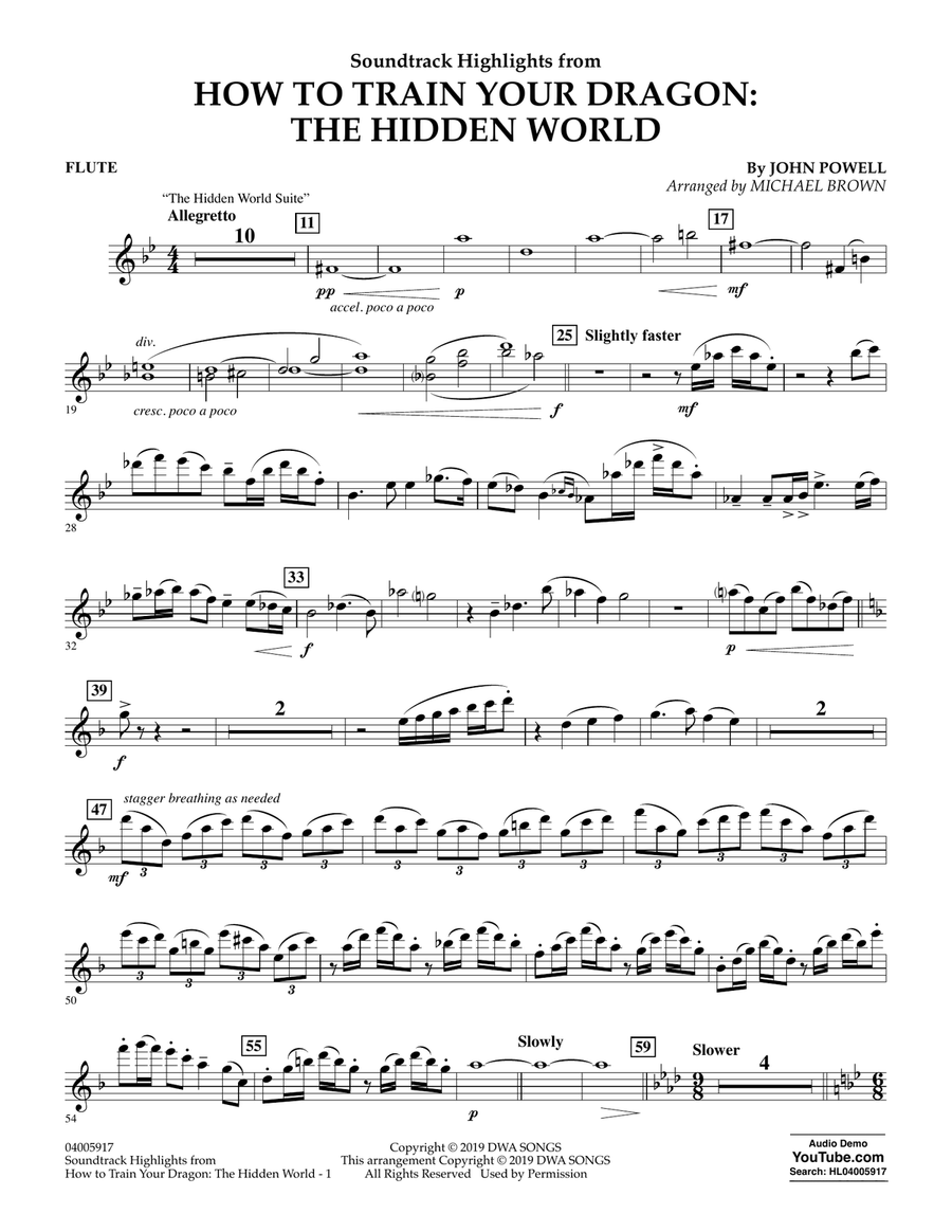 How To Train Your Dragon: The Hidden World (arr. Michael Brown) - Flute Concert Band scores gallery preview page 1