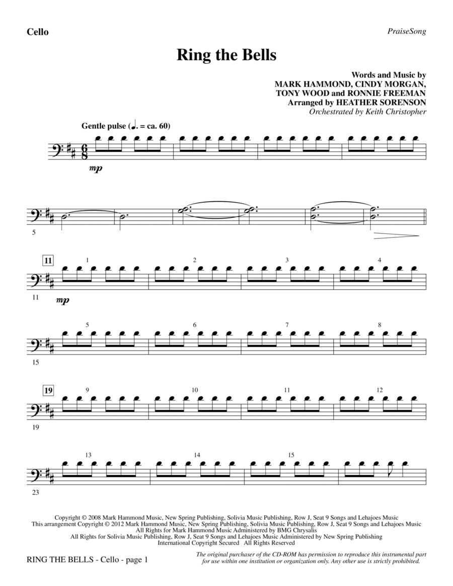 Ring The Bells - Cello Choir scores gallery preview page 1