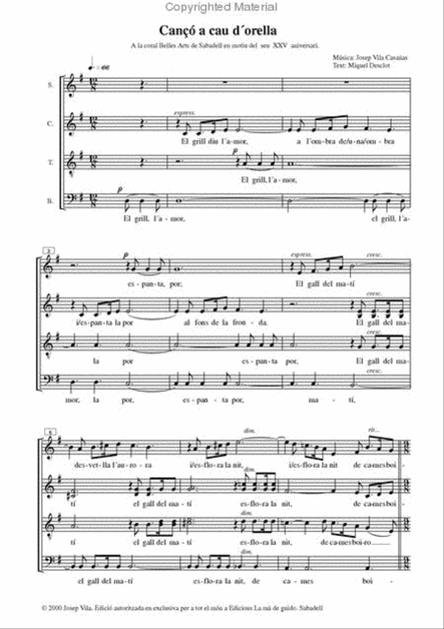 Canco a cau d'orella Canco a cau d'orella 4-Part scores gallery preview page 2