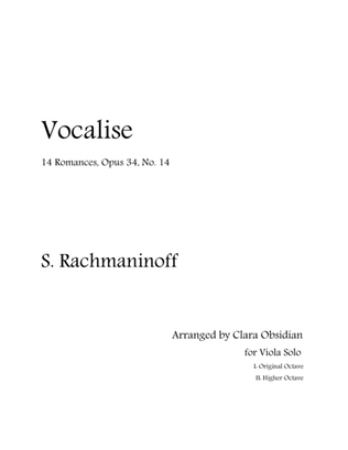 Rachmaninoff: Vocalise for Solo Viola (In 2 difficulties, both scores included)