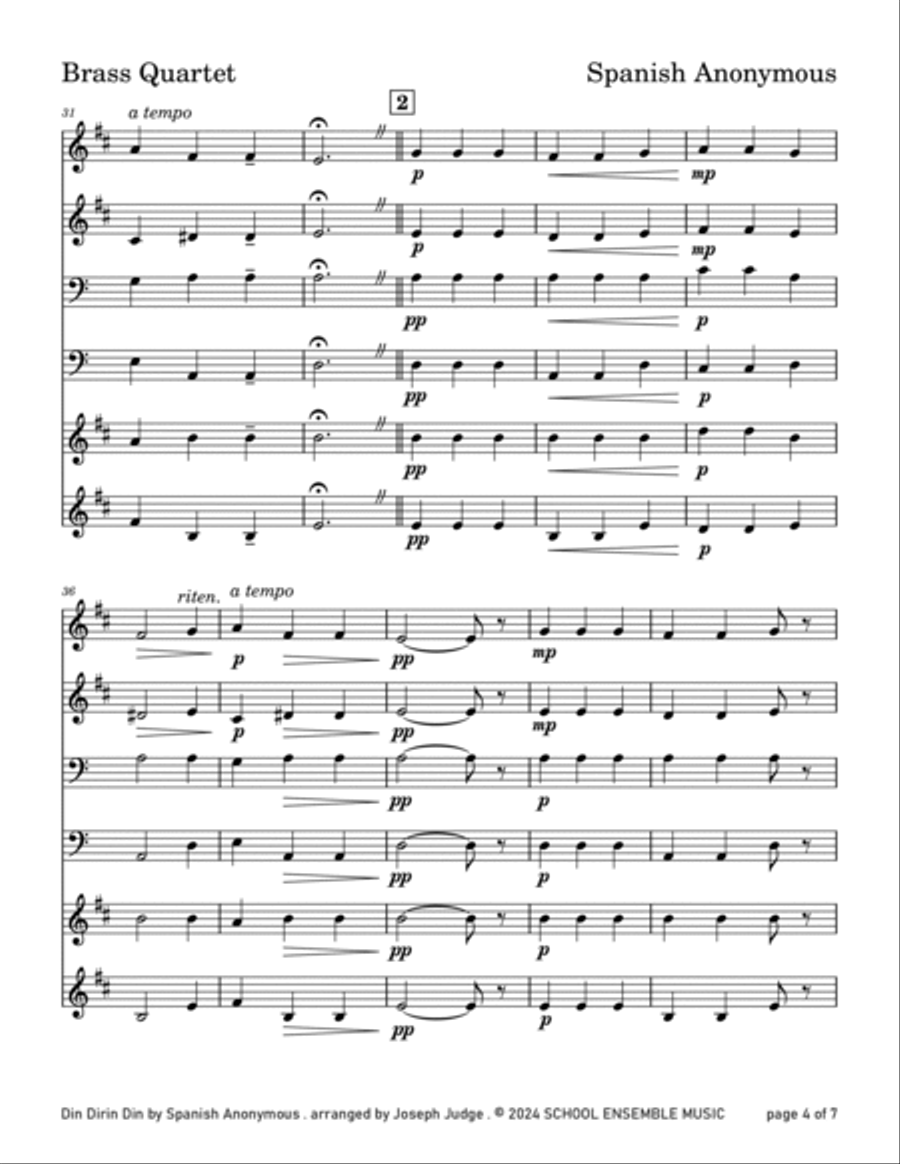 Din Dirin Din for Brass Quartet in Schools Brass Quartet scores gallery preview page 4
