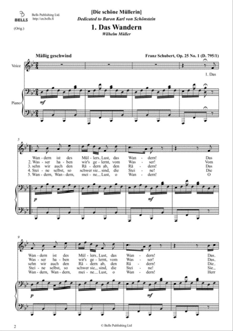 Die schone Mullerin, Op. 25 (D. 795) Medium-High Voice scores gallery preview page 2
