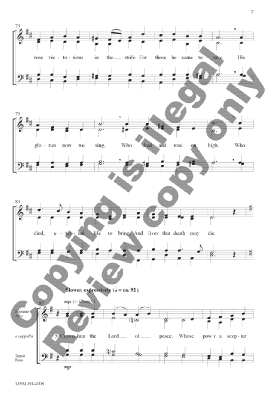 Crown Him with Many Crowns 4-Part scores gallery preview page 7