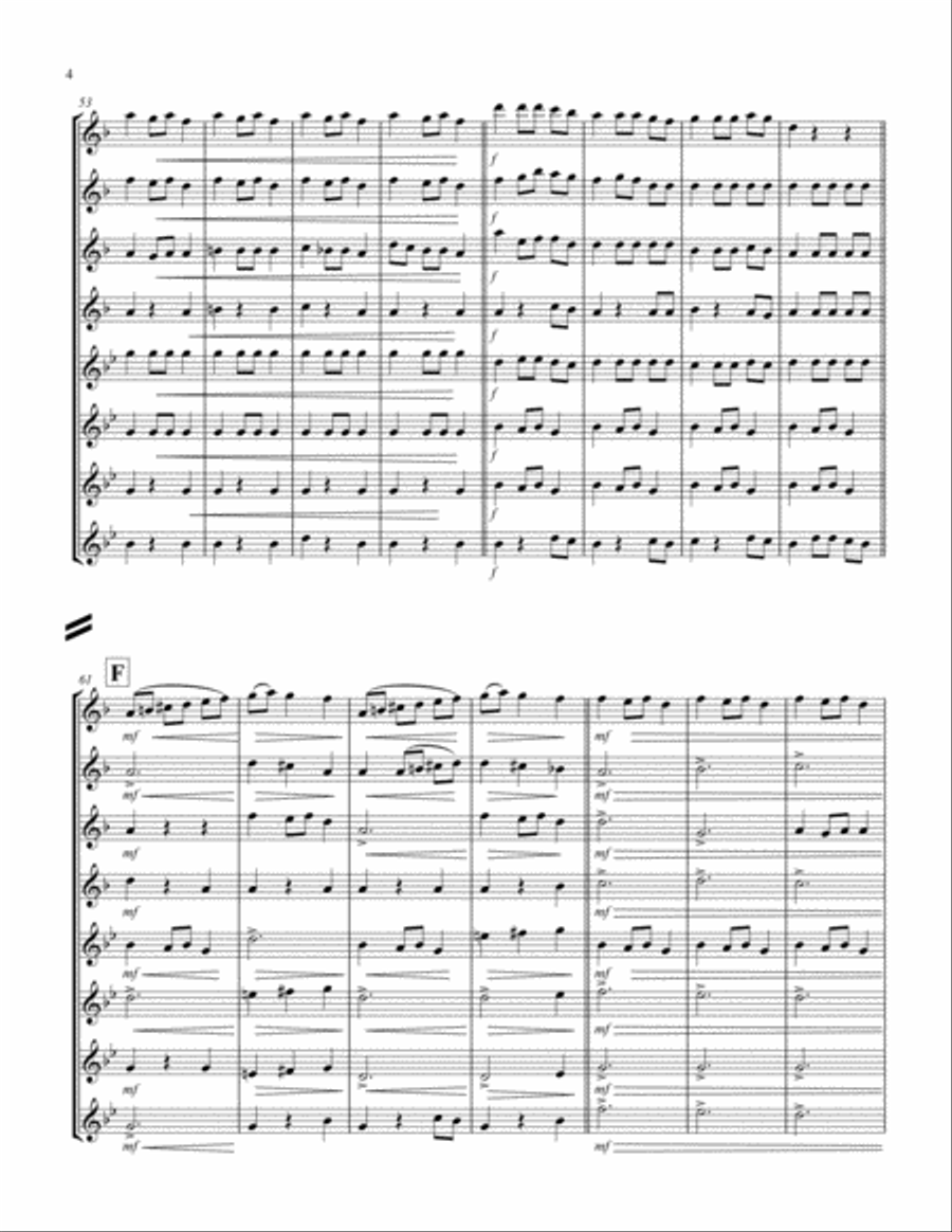 Carol of the Bells (F min) (Saxophone Octet - 4 Alto, 4 Ten) Woodwind Ensemble scores gallery preview page 4