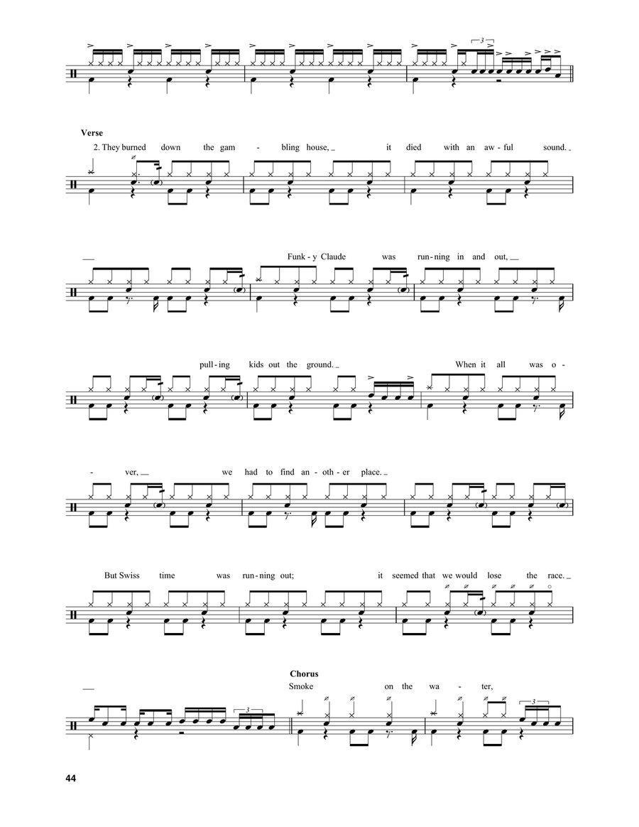 Smoke On The Water Smoke On The Water Drum Set scores gallery preview page 3