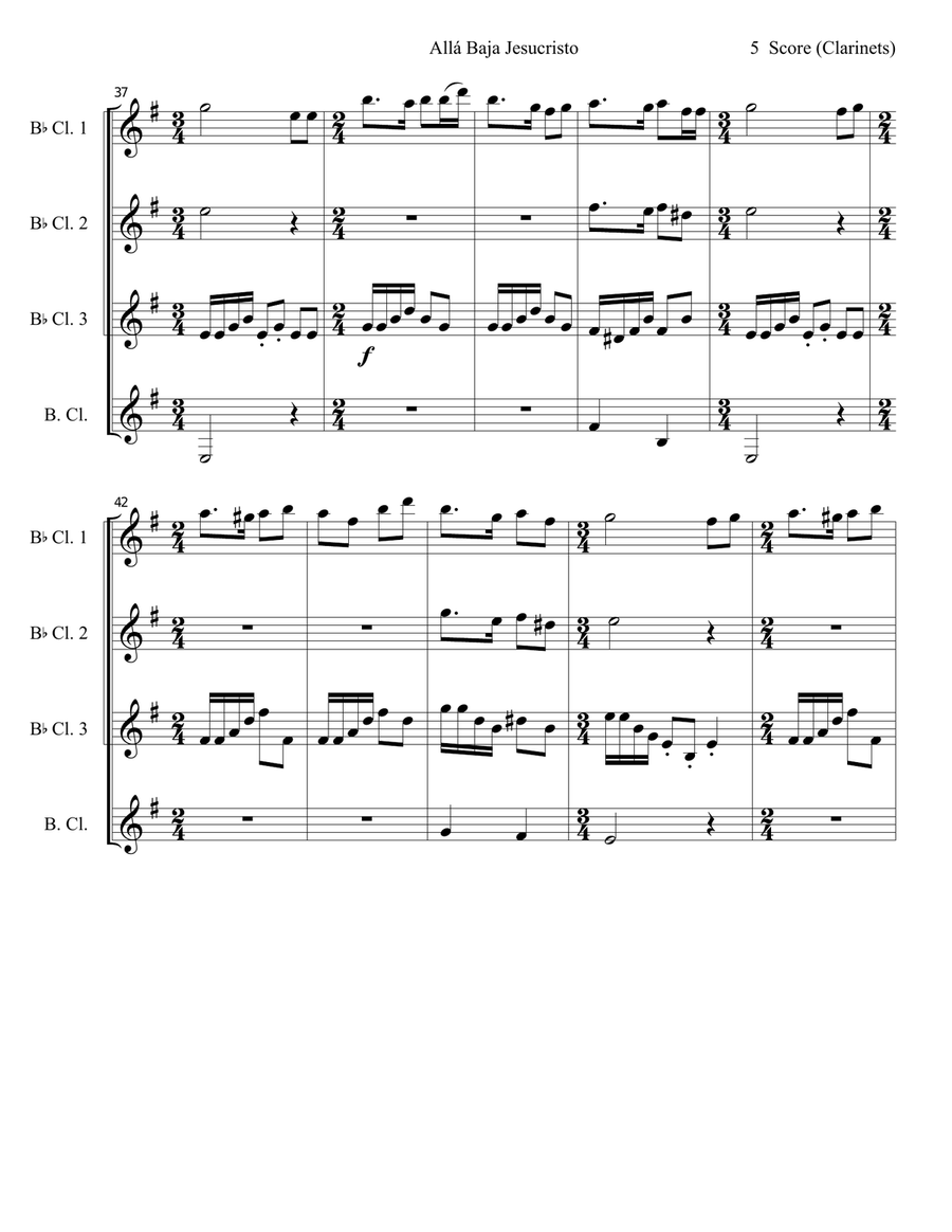 Christmas Carol from Peru for Clarinet Quartet Clarinet Quartet scores gallery preview page 5