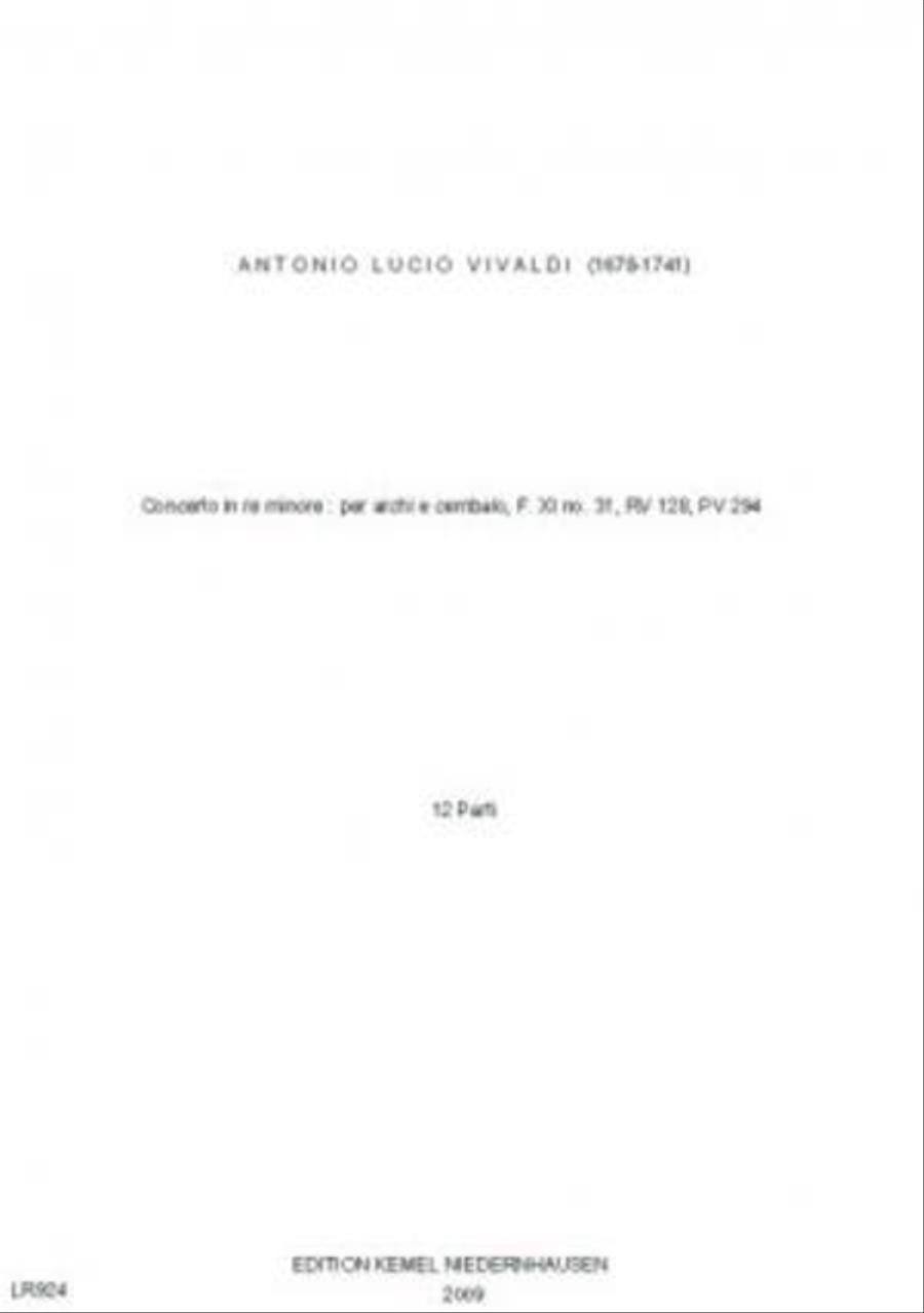 Concerto in re minore Harpsichord scores gallery preview page 1