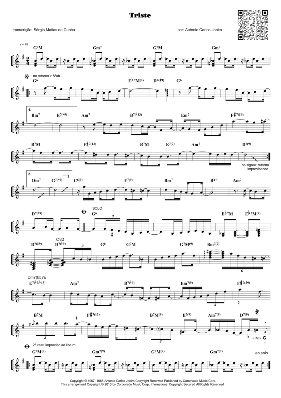 Triste Piano Solo scores gallery preview page 1