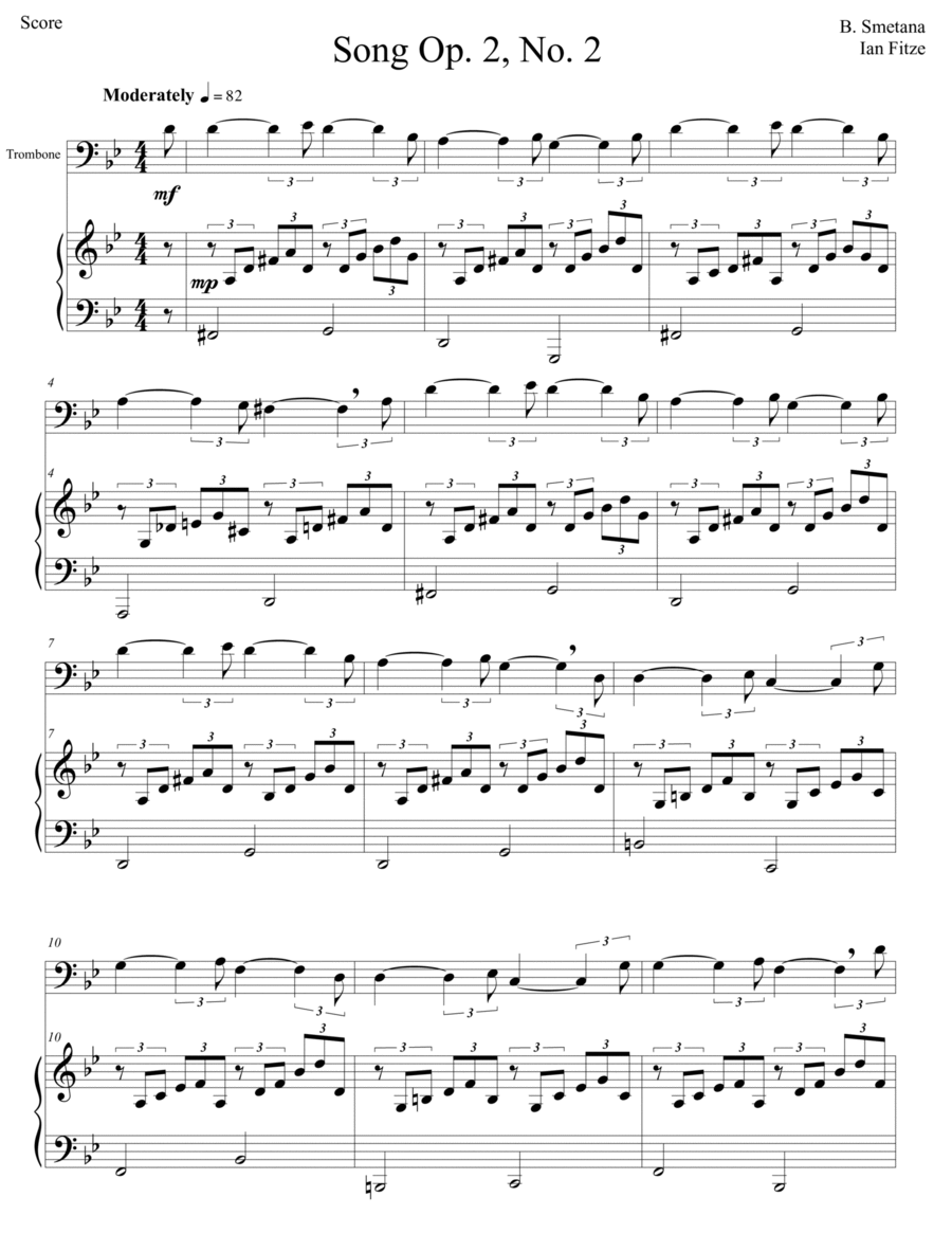 Song Op. 2, No. 2 Easy Piano scores gallery preview page 1
